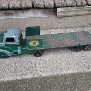 57_c2d7e1a2-6718-4336-836b-eaf28b01d917.jpg MARX VINTAGE TIN STEEL HAULER & LOW SIDE STAKE TRAILER TRI-CITY FREIGHT RARE!