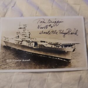 Tom Griffin signed 1942 Doolittle Raiders WWII USS Hornet B&W Postcard