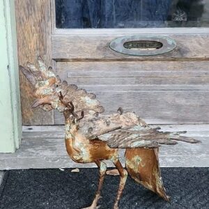 Vintage Bronze Fighting Rooster Vintage Figure Statue Farmhouse Decor Art Heavy
