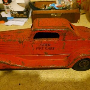 1932 Marx "GIRARD PIERCE ARROW" Pressed Steel Tin Wind-up Fire Chief Toy Car VTG