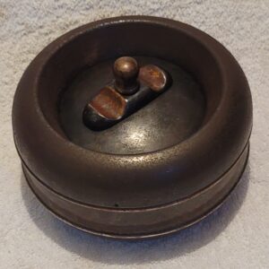 Vintage Cigar Ashtray Bank Brass Patina Big Cool Man Cave Decor MCM ART DECO