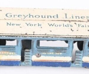 1939 Arcade Cast Iron New York World's Fair Greyhound Lines Bus Trolley 8"