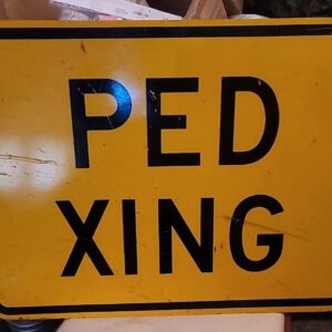 57_d6db4373-4d40-4e6a-8b17-8d7c3f6c4280.jpg Vintage Ped Xing Traffic Sign 18 In Height 24 In Width Aluminum Road Traffic Ad