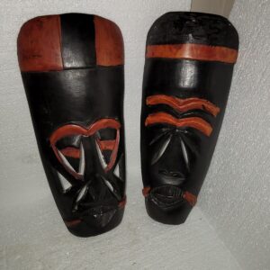 2 Vintage Carved Wood Mask Kenya Tribal African Decor MCM