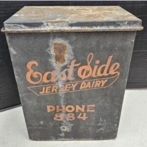Vintage Milk Box Galvanized Metal Property East Jersey Farm Dairy Anderson In