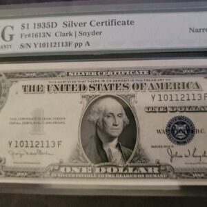 1935 D $1 SILVER CERTIFICATE NOTE FR.1613N PMG GEM 65