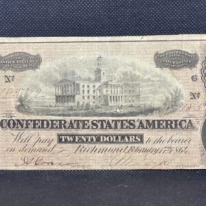 1864 CONFERDERATE 1864 CONFERDERATE "NASHVILLE CAPITOL" $20