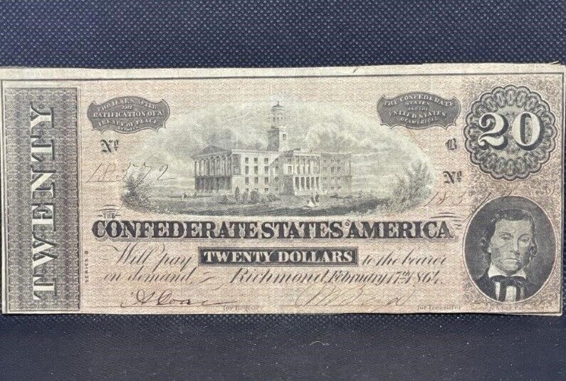 1864 CONFERDERATE 1864 CONFERDERATE "NASHVILLE CAPITOL" $20