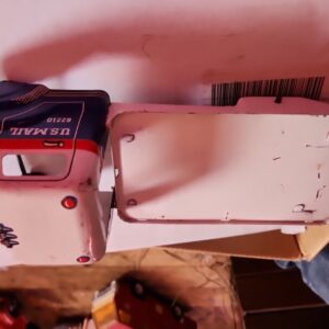 Vtg Marx 1950s Pressed Steel 14" U.S. Mail Truck Van Toy 622145 62210  Red Blue