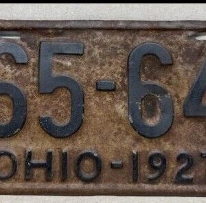 ANTIQUE OHIO 1927 LICENSE PLATE Ford Mopar Chevy Decor