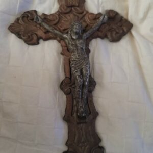 Antique Cast Aluminum Crucifix Jesus Mary Holy God Church Religious Decor