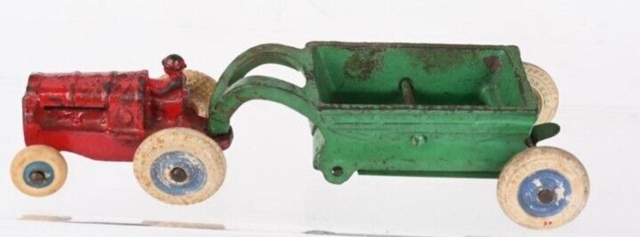 Antique 1920-30s Arcade Cast Iron Allis Chalmers Tractor Bottom Dump Trailer 365