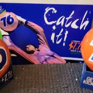 Vintage 76 Gasoline Orange Logo Promotional Sign Soccer Ball Original Display