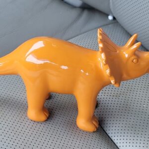 Vintage Cast Aluminum Orange Triceratops Dinosaur Figurine