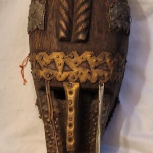 African art African Mali Warka Marka Carved Wood and Metal Mask Sculpture Decor