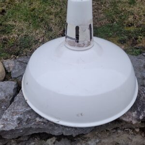 Vintage White Enamel Porcelain Gas Station Barn Industrial Lights 18" Barn Find