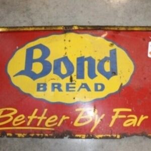 Super Rare Porcelain Bond Bread Advertising Sign  28" x 15" Farm Barn Man Cave D