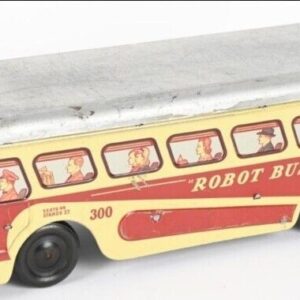Vintage Woodhaven Robot Bus Wind-Up Metal Toy Decor
