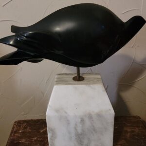 VINTAGE 1988  ART FLYING INSECT FISH BIRD MARBLE SCULPTURE 13" TALL GAEVON