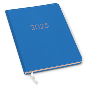 2025 Paper Source Blue Leather Weekly Academic Planner