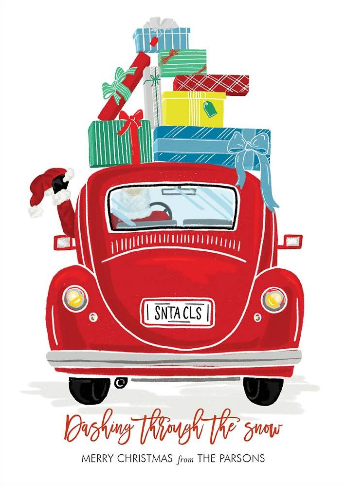 Santa Car with Presents Holiday Card