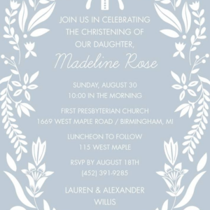 Floral Border Baptism Invitation