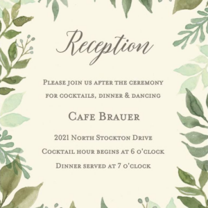 Watercolor Garden Wedding Information Card