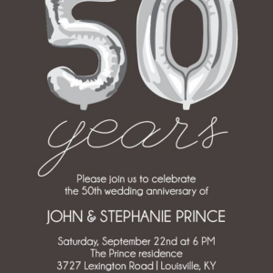 Fifty Years Balloons Anniversary Party Invitation