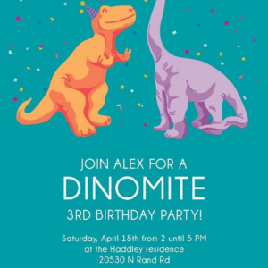 Dinomite Birthday Party Invitation