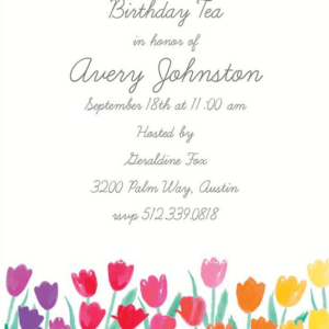 Tulip Birthday Party Invitation