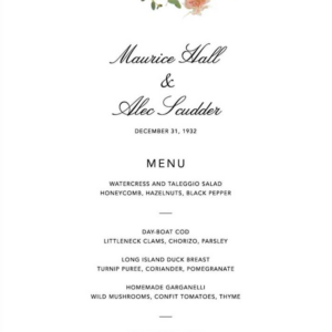 Fleurs Sauvages Menu