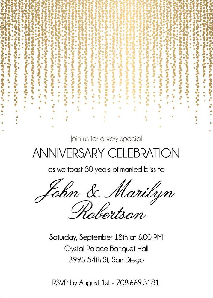 Foil Stamped Chandelier Anniversary Party Invitation