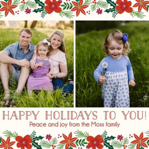 Micro Floral Border Holiday Photo Card