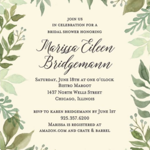 Watercolor Garden Bridal Shower Invitation