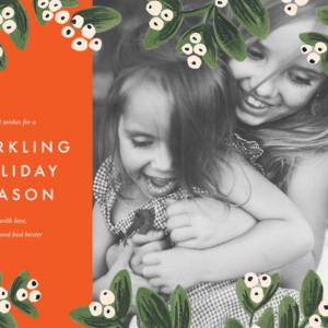 Mistletoe Accent Border Square Photo Card