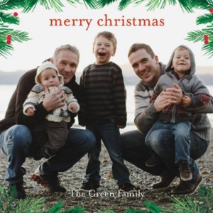 Pine Wreath Border Holiday Photo Card