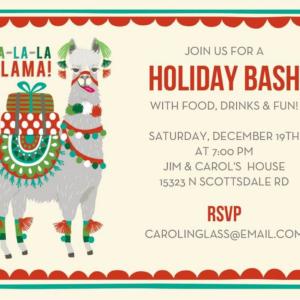 619423448.png Fa La La Llama Holiday Party Invitation