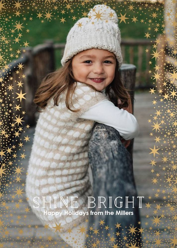 Star Border Foil Photo Card Vertical