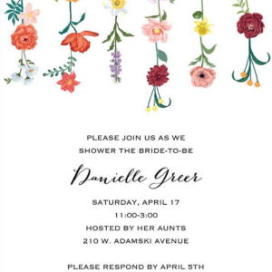 Hanging Florals Bridal Shower Invitation
