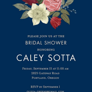 Vintage Floral On Navy Bridal Shower Invitation