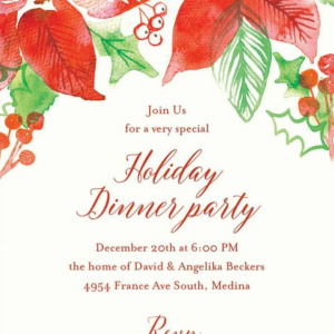 Poinsettia Holiday Party Invitation