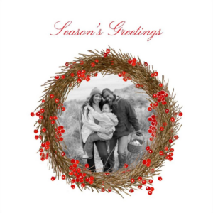 Cranberry Wreath Holiday Photo Card