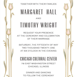 Nouveau Tulips Foil Stamped Wedding Invitation