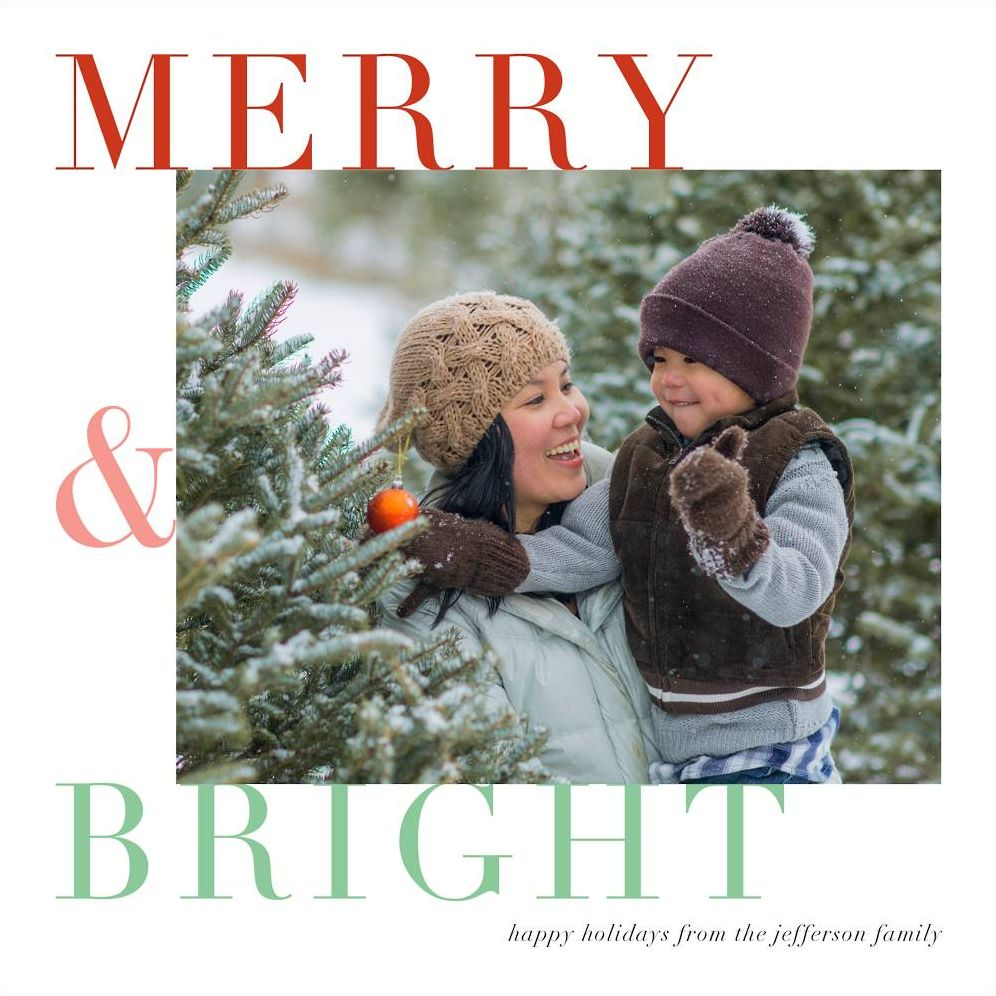 Merry & Bright Type Holiday Photo Card