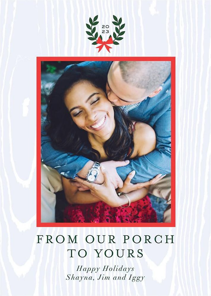 Porch Wood Holiday Photo Card