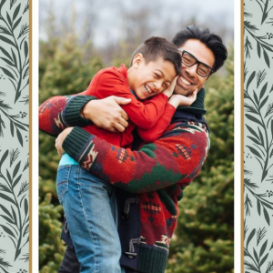 Winter Bough Border Vertical Holiday Photo Card