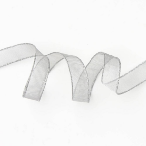 619428072.png Silver Organdy Wired Ribbon 1" 10 YD