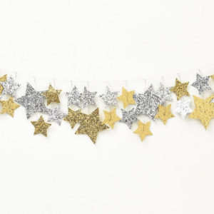 Silver & Gold Glitter Star Garland