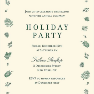 Delicate Greenery Holiday Party Invitation