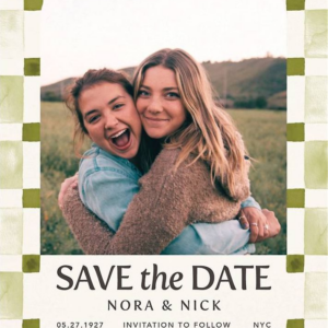 Organic Check Green Save the Date Card
